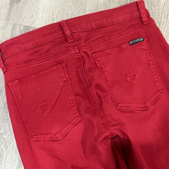 EUC Women’s US 29 HUDSON Red Distressed Cotton Stretch Staple Jeans Denim Pants - Picture 8 of 14
